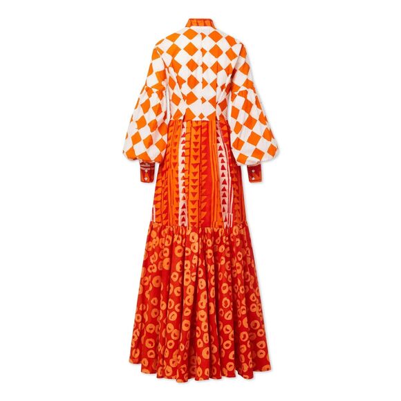 NWT Studio 189 Cotton Maxi Blouson Sleeve Shirt Dress in Orange Size Small - Picture 5 of 15